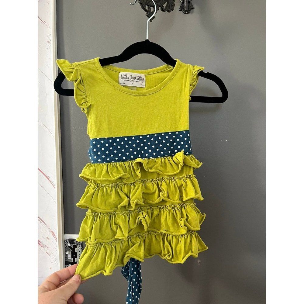 Matilda Jane girls size 4t lime green dress tunic shirt